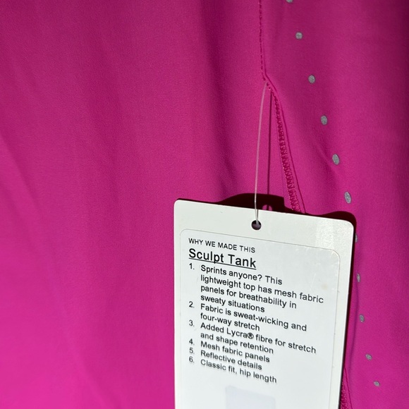 NEW LULULEMON ATHLETICA SCULPT TANK sonic pink size 12 and size 4 - Picture 5 of 7